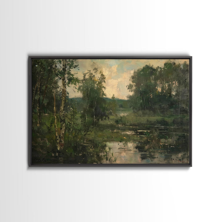 Early American Landscape Painting Framed Canvas Print | Oil Painting Print | Metal Art | Landscape Painting | Living Room Art | Home Decor