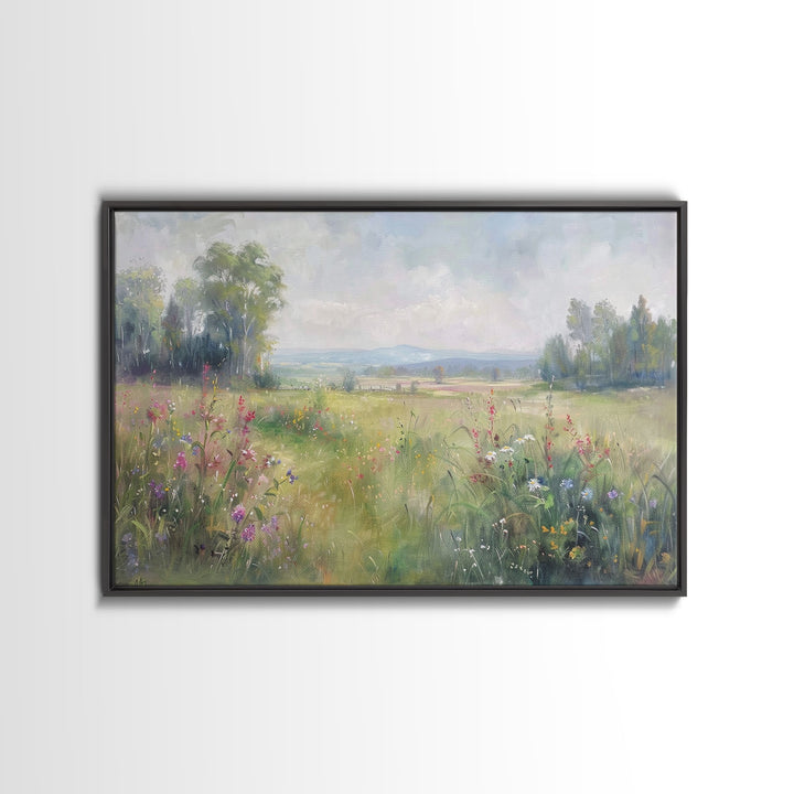 Cottagecore Wildflowers Farmhouse Print, Framed Wall Art, Wood Frame Art, Metal Print, Wall Art, Landscape Painting, Country Decor