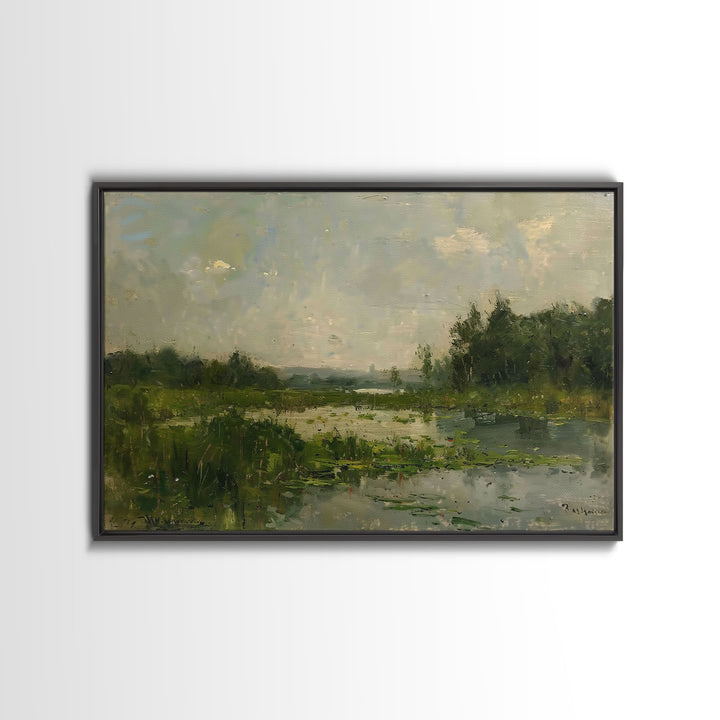 By The Water - Framed Canvas Print, English Landscape, Painting Print On Canvas Or Metal, Living Room Decor