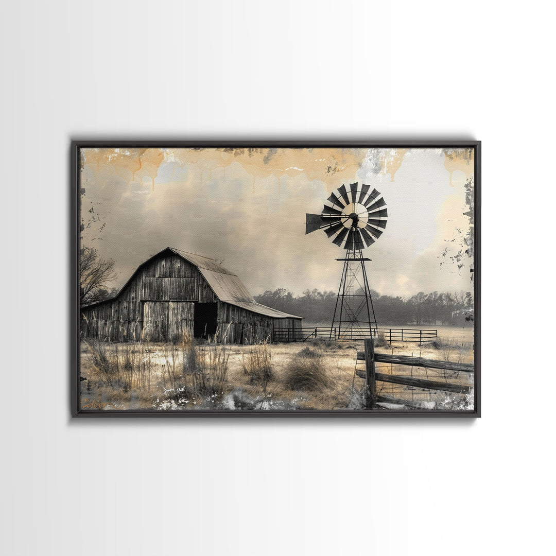 Minimalist Farmhouse Barn Wall Art Canvas Print Painting Metal Art Vintage Decor Country Art Frame Art Rustic Primitive Art Old Barn