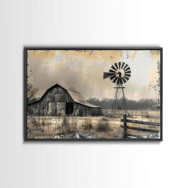 Minimalist Farmhouse Barn Wall Art Canvas Print Painting Metal Art Vintage Decor Country Art Frame Art Rustic Primitive Art Old Barn