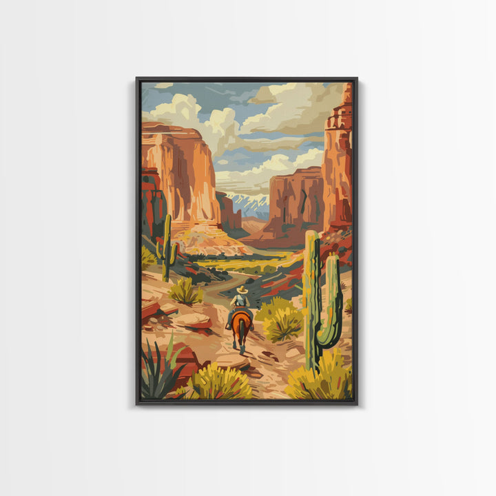 Colorful Western Cowboy Boots with Floral Design - Framed Canvas Print, Rustic Wall Art, Western Boot Decor for Living Room