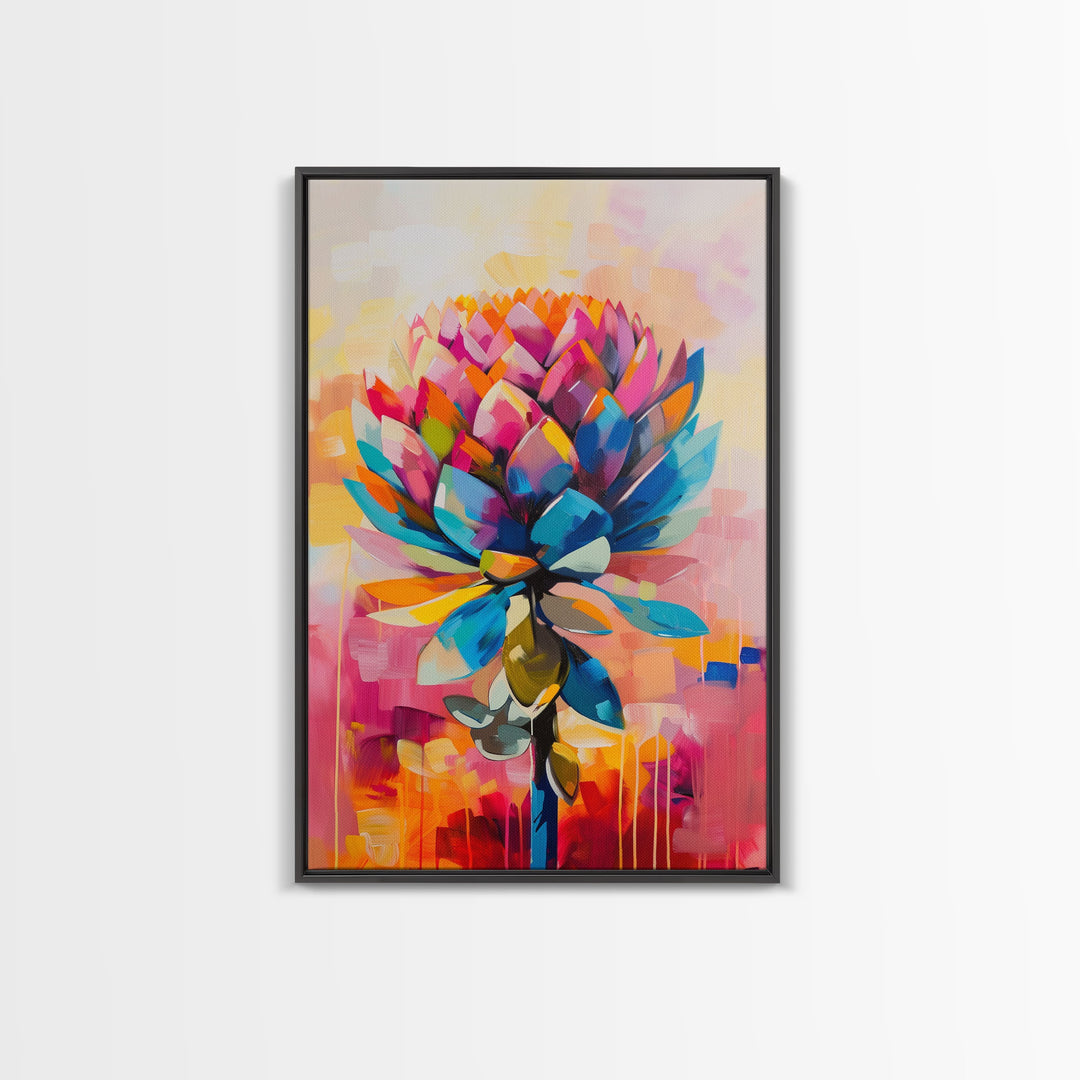 Colorful Rooster Art Framed Canvas Print - Farmhouse Wall Art, Living Room Decor, Vibrant Animal Art for Home Decoration