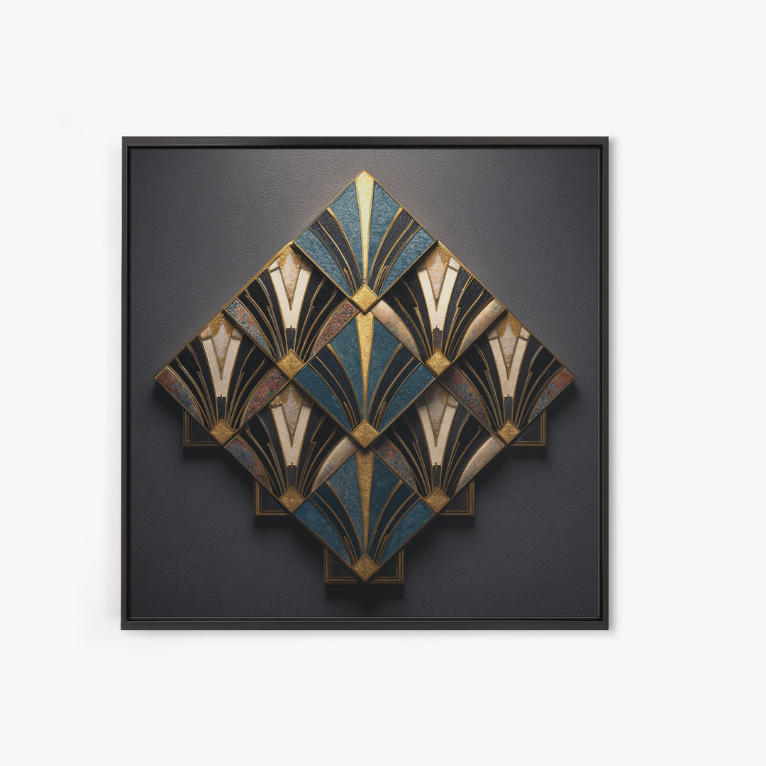 Art Deco Gold Fan Pattern Canvas Print, Wall Art, Painting, Living Room Decor, Fine Art, Wall Hanging, Home Decor Gift, WAL-1x1-20