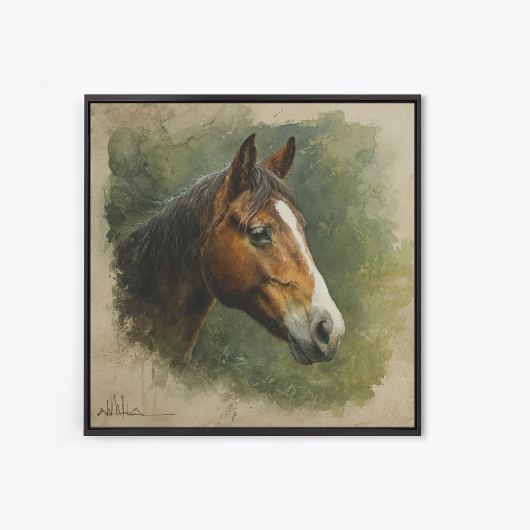 Wild Horse Portrait Canvas Print, Wall Art, Minimalist Decor, Living Room Decor, Fine Art, Wall Art Prints, Mid Century Modern, WAL-1x1-85