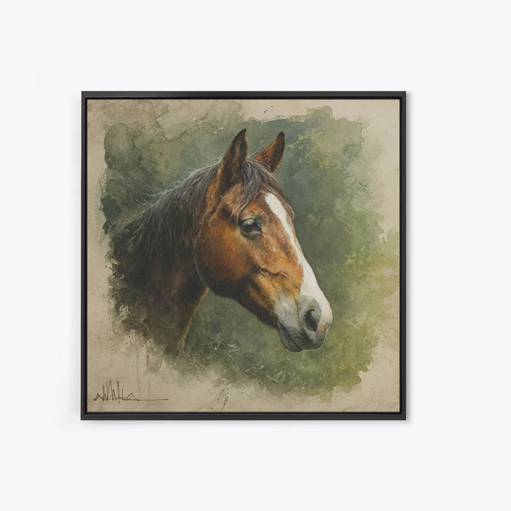 Wild Horse Portrait Canvas Print, Wall Art, Minimalist Decor, Living Room Decor, Fine Art, Wall Art Prints, Mid Century Modern, WAL-1x1-85