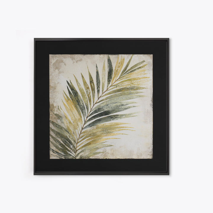 Tropical Palm Leaf Painting Framed Canvas Print, Wall Art, Minimalist Decor, Living Room Decor, Oil Painting, WAL-1x1-88