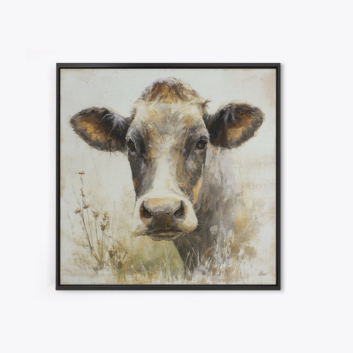 Rustic Farmhouse Cow Portrait Canvas Print, Wall Art, Room Decor, Living Room Decor, Oil Painting, Printable Wall Art, WAL-1x1-91