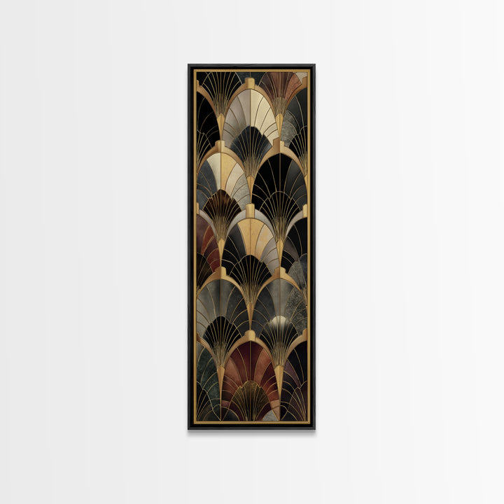 Art Deco Gold Fan Pattern Canvas Print, Wall Art, Painting, Living Room Decor, Fine Art, Wall Hanging, Home Decor Gift, WAL-1x3-32