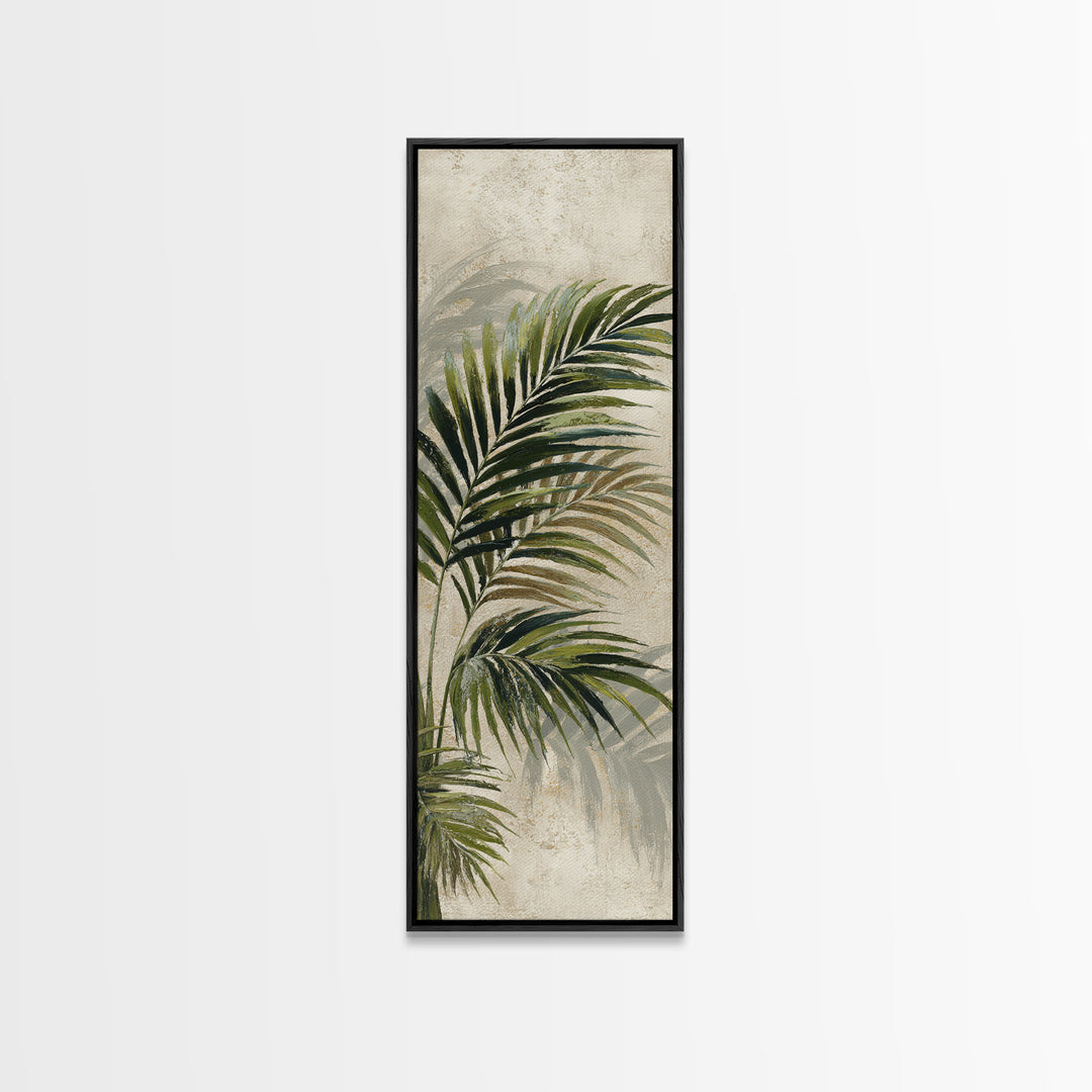 Tropical Palm Leaf Painting Framed Canvas Print, Wall Art, Minimalist Decor, Living Room Decor, Oil Painting, WAL-1x3-4