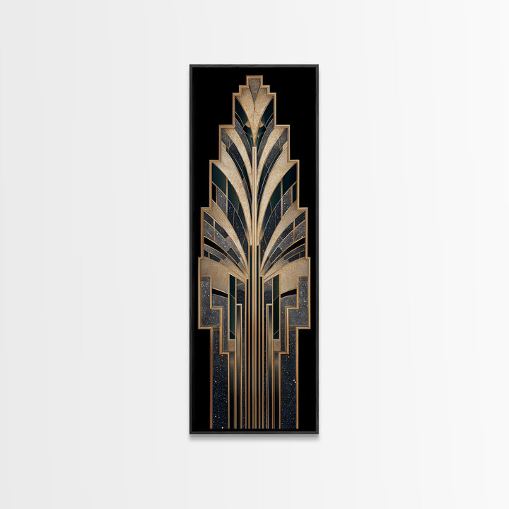 Art Deco Gold Fan Pattern Canvas Print, Wall Art, Large Wall Art, Living Room Decor, Fine Art, Abstract Wall Art, WAL-1x3-56