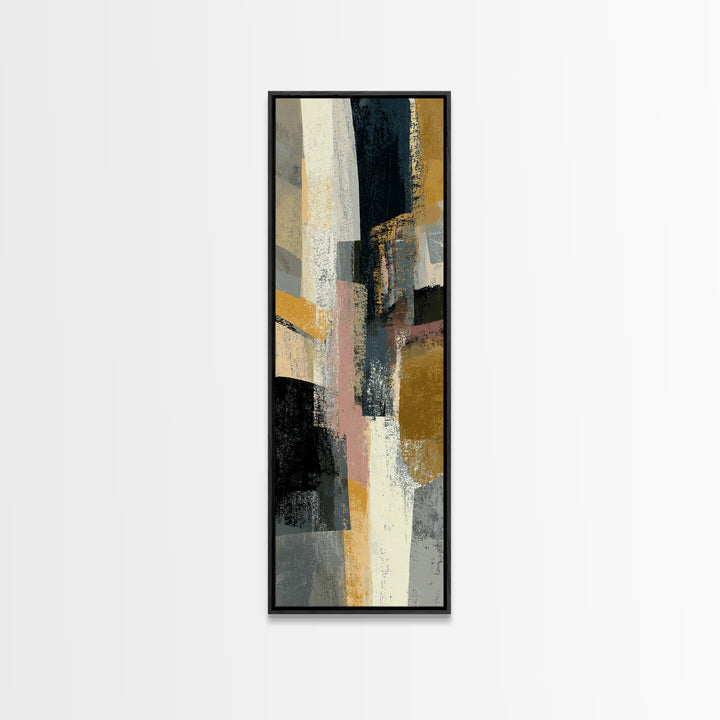 Statement Abstract with Bold Layered Brushwork Framed Canvas Print, Wall Art, Wall Decor, Living Room Decor, Abstract Art, WAL-1x3-61