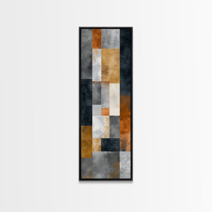 Modern Geometric Composition for Living Spaces Framed Canvas Print, Wall Art, Wall Hanging, Living Room Decor, Abstract Art, WAL-1x3-64