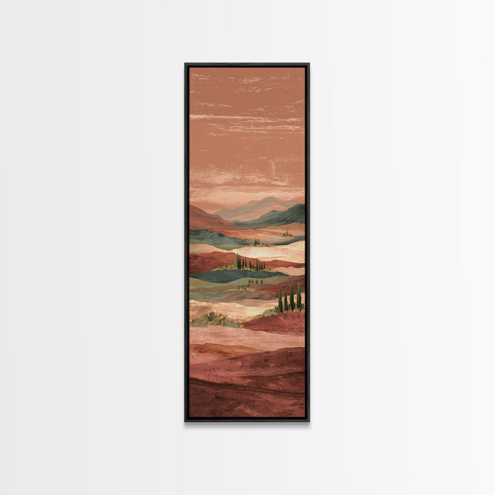 Desert Landscape in Warm Terracotta Tones Canvas Print, Wall Art, Abstract Wall Art, Living Room Decor, Watercolor Art, WAL-1x3-67