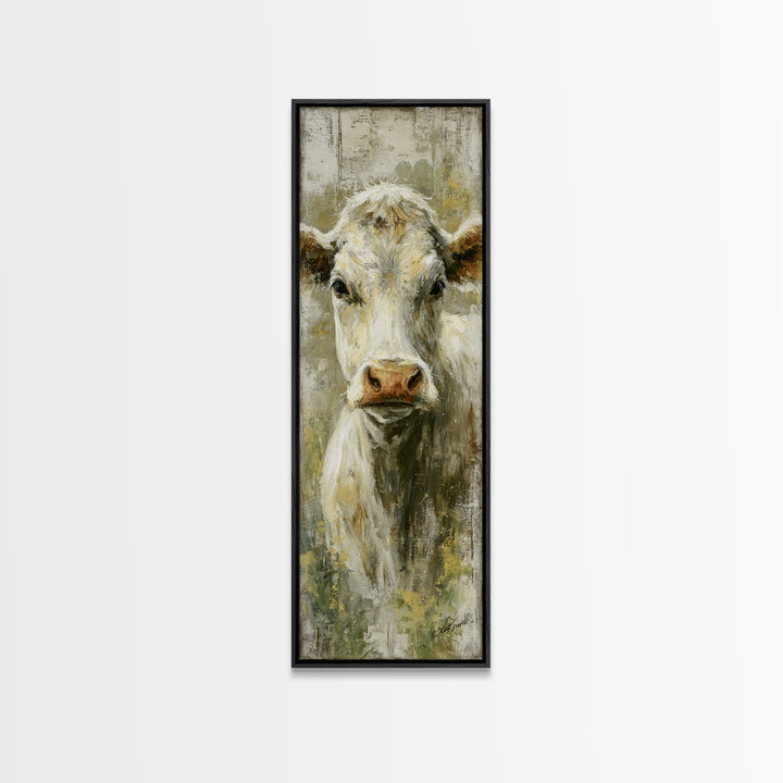 Rustic Farmhouse Cow Portrait Canvas Print, Wall Art, Canvas, Living Room Decor, Oil Painting, Canvas Wall Art, WAL-1x3-7