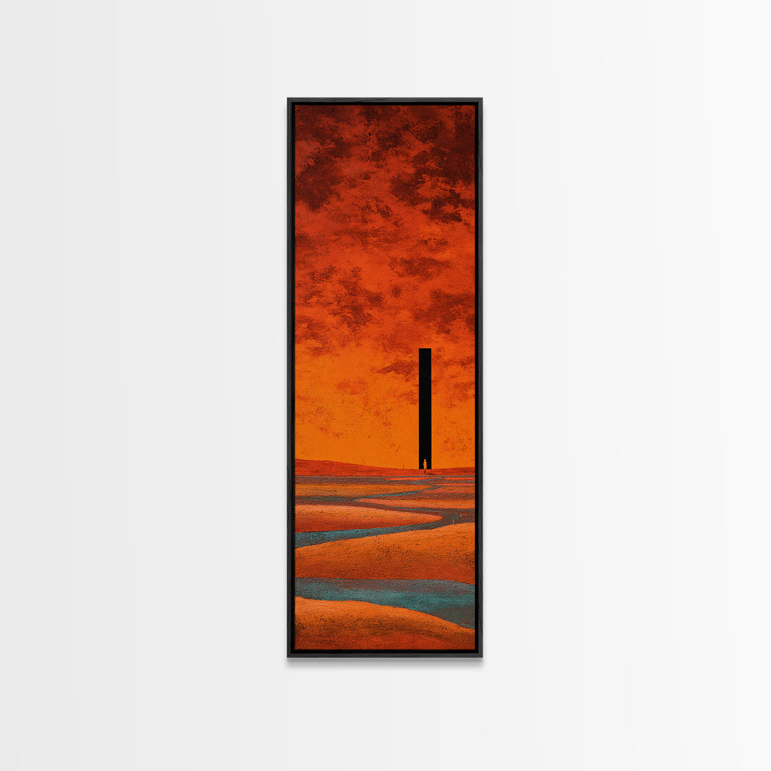 Desert Landscape in Warm Terracotta Tones Framed Canvas Print, Wall Art, Boho Decor, Living Room Decor, Fine Art, WAL-1x3-91