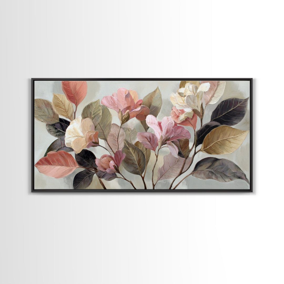 Large Botanical Print Canvas Print, Wall Art, Textured Painting, Living Room Decor, Fine Art, Wall Hangings, WAL-2x1-22