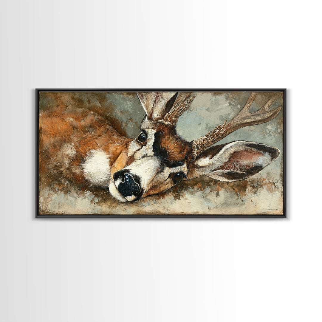 Whimsical Animal Portrait Framed Canvas Print, Wall Art, Printable Wall Art, Living Room Decor, Fine Art, Original Art, WAL-2x1-43