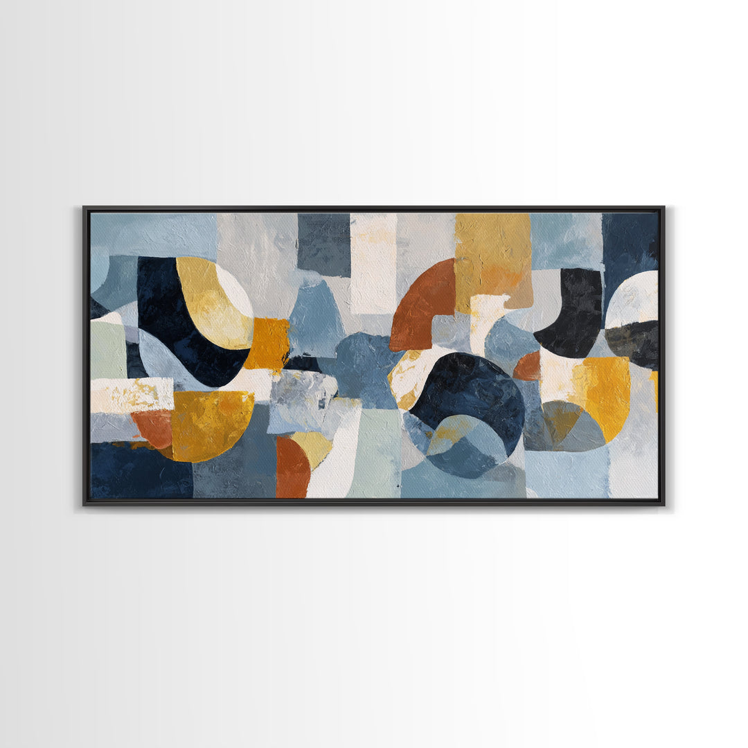Statement Abstract with Bold Layered Brushwork Framed Canvas Print, Wall Art, Metal Wall Art, Living Room Decor, Fine Art, WAL-2x1-45