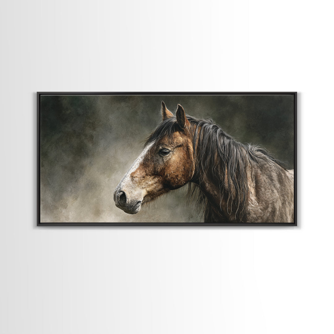 Wild Horse Portrait Canvas Print, Wall Art, Canvas, Living Room Decor, Oil Painting, Canvas Wall Art, Abstract Art, WAL-2x1-57