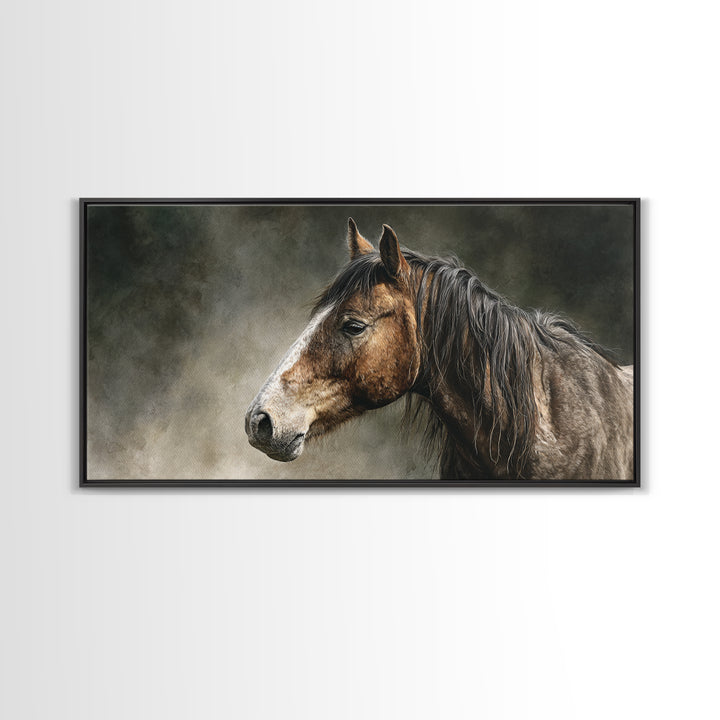 Wild Horse Portrait Canvas Print, Wall Art, Canvas, Living Room Decor, Oil Painting, Canvas Wall Art, Abstract Art, WAL-2x1-57