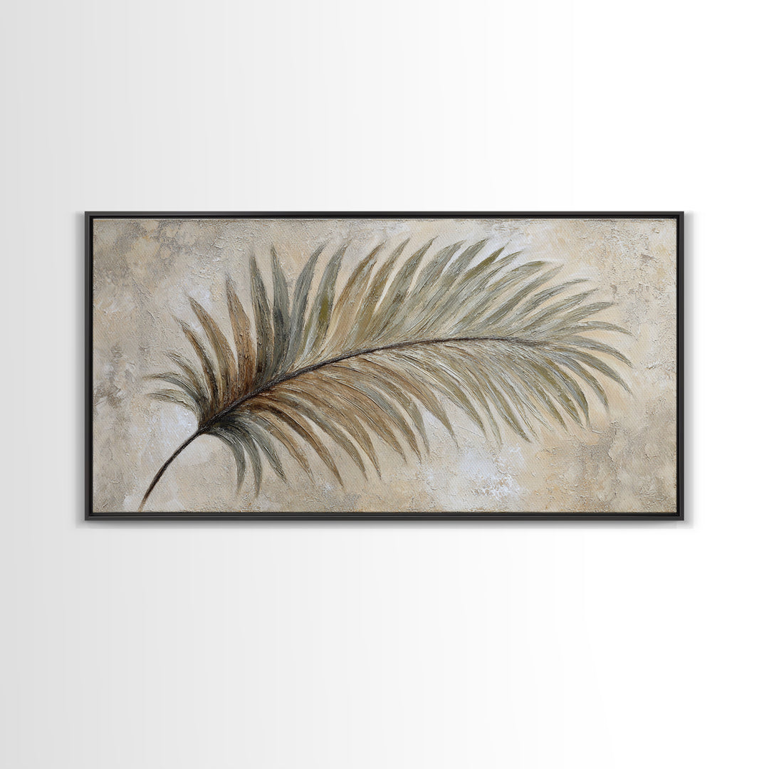 Tropical Palm Leaf Painting Framed Canvas Print, Wall Art, Heart, Living Room Decor, Fine Art, Home Decor Gift, WAL-2x1-60