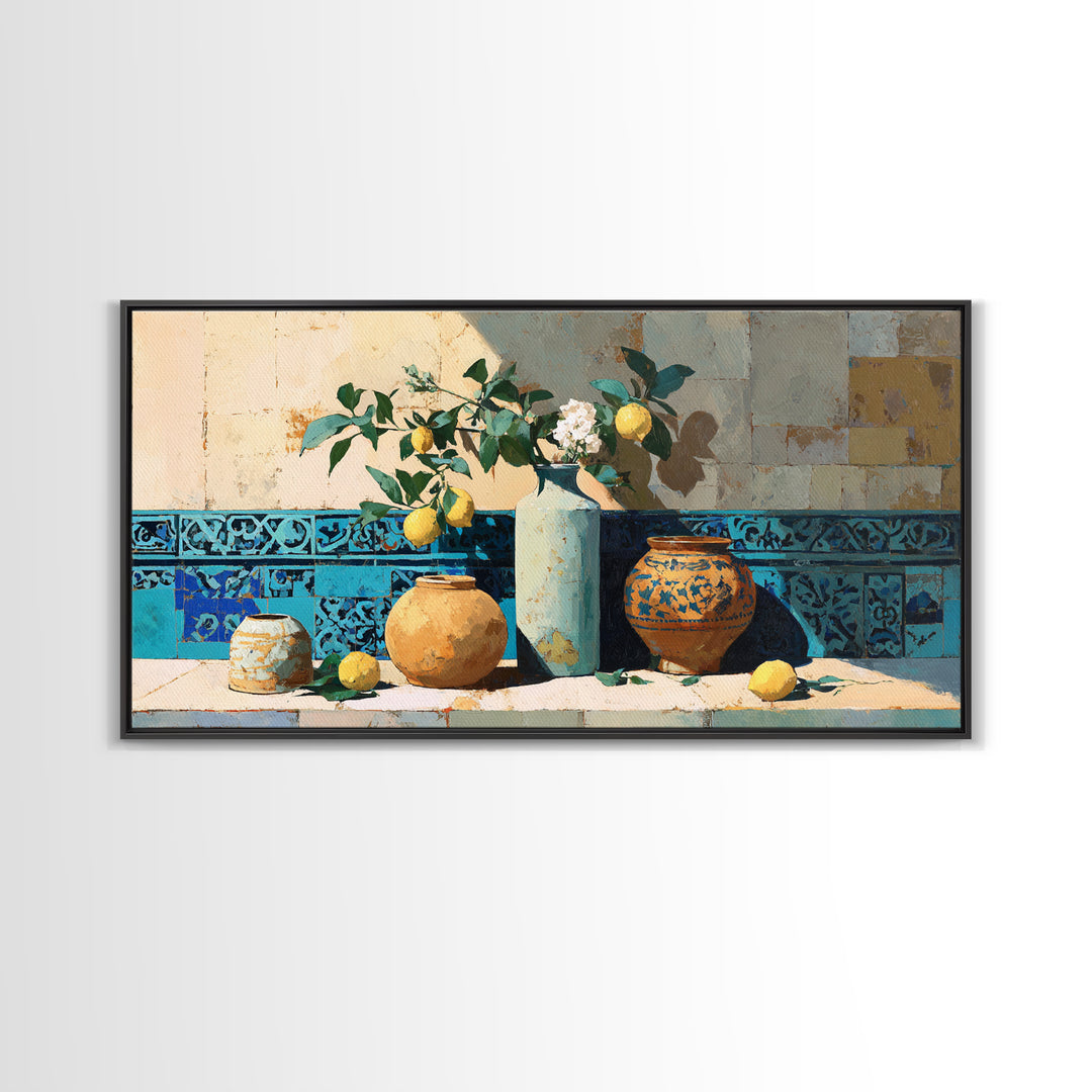 Mediterranean Lemon Branch Still Life Canvas Print, Wall Art, Home Decor, Living Room Decor, Fine Art, Digital Wall Art, WAL-2x1-66
