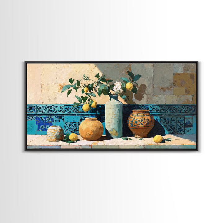 Mediterranean Lemon Branch Still Life Canvas Print, Wall Art, Home Decor, Living Room Decor, Fine Art, Digital Wall Art, WAL-2x1-66