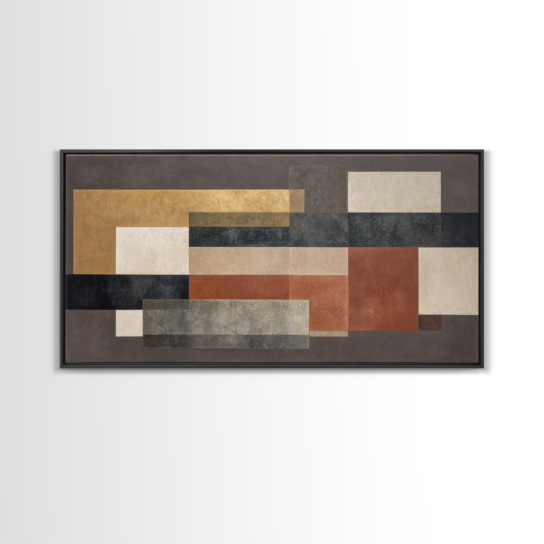Modern Geometric Composition for Living Spaces Framed Canvas Print, Wall Art, Canvas, Living Room Decor, Abstract Art, WAL-2x1-72