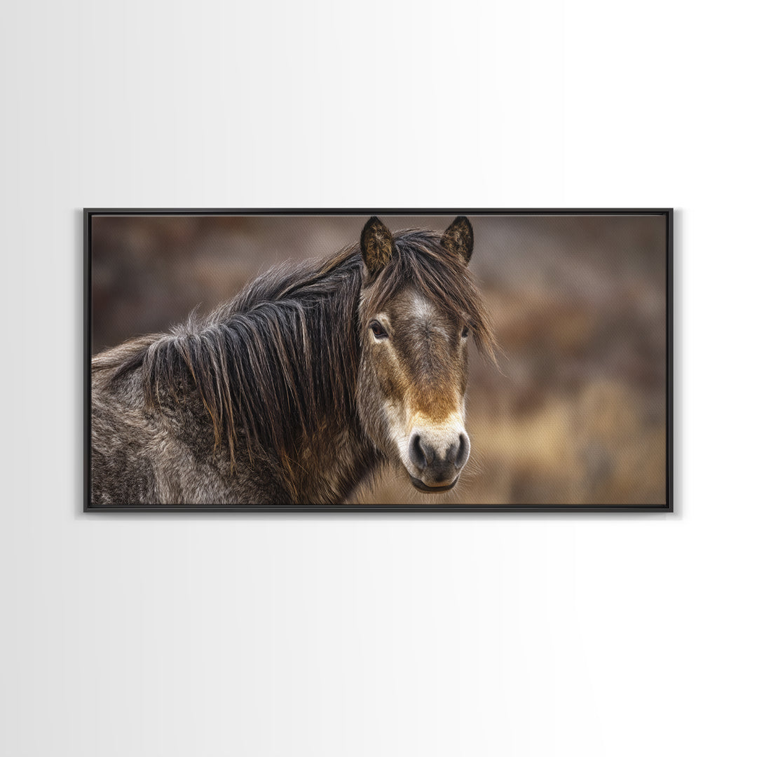 Wild Horse Portrait Framed Canvas Print, Wall Art, Wall Decor, Living Room Decor, Fine Art, Large Wall Art, Art Deco, WAL-2x1-9