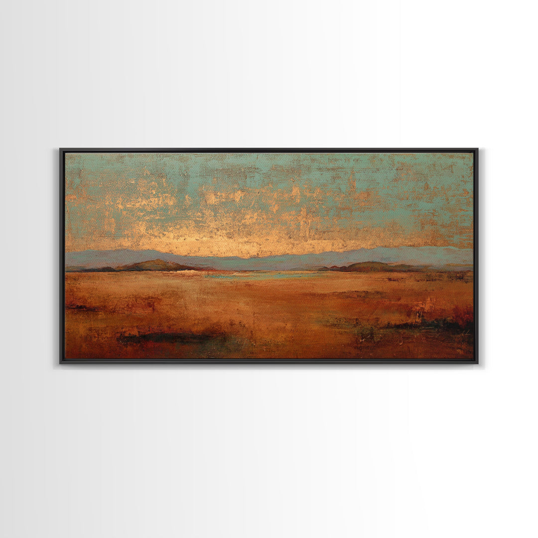Desert Landscape in Warm Terracotta Tones Framed Canvas Print, Wall Art, Wall Hanging, Living Room Decor, Fine Art, WAL-2x1-99