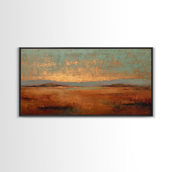 Desert Landscape in Warm Terracotta Tones Framed Canvas Print, Wall Art, Wall Hanging, Living Room Decor, Fine Art, WAL-2x1-99