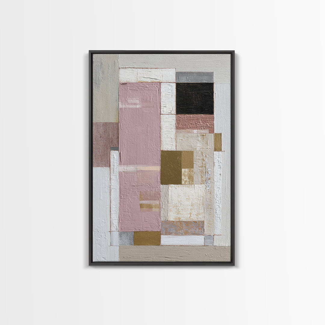 Modern Geometric Composition for Living Spaces Framed Canvas Print, Wall Art, Heart, Living Room Decor, Fine Art, WAL-2x3-12