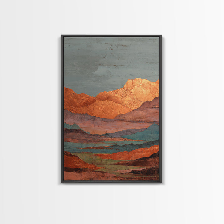 Desert Landscape in Warm Terracotta Tones Canvas Print, Wall Art, Minimalist Decor, Living Room Decor, Oil Painting, WAL-2x3-15