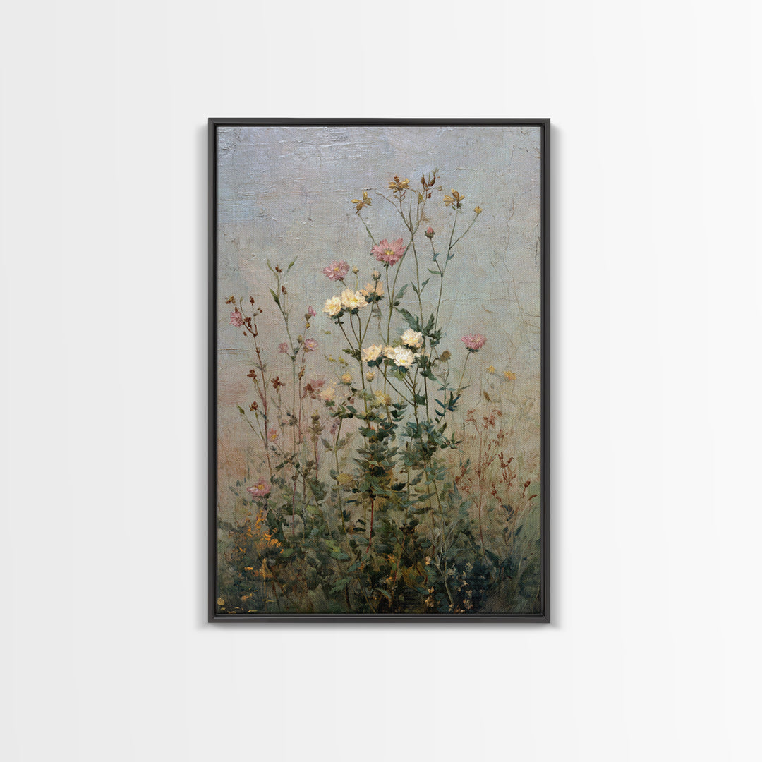 Impressionist Meadow of Wildflowers Framed Canvas Print, Wall Art, Printable Wall Art, Living Room Decor, Oil Painting, WAL-2x3-25