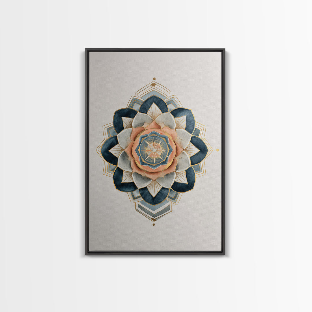 Sacred Geometry Mandala Canvas Print, Wall Art, Wall Hangings, Living Room Decor, Watercolor Art, Framed Wall Art, WAL-2x3-29