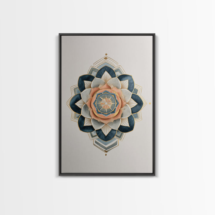 Sacred Geometry Mandala Canvas Print, Wall Art, Wall Hangings, Living Room Decor, Watercolor Art, Framed Wall Art, WAL-2x3-29