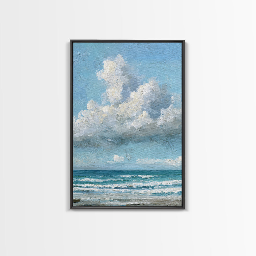 Classic Seascape with Dramatic Clouds Canvas Print, Wall Art, Wall Hangings, Living Room Decor, Watercolor Art, WAL-2x3-35