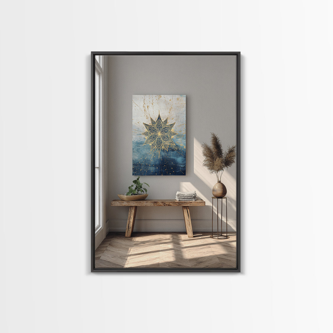 Sacred Geometry Mandala Framed Canvas Print, Wall Art, Wall Art for Mom, Living Room Decor, Oil Painting, Prints Wall Art, WAL-2x3-53