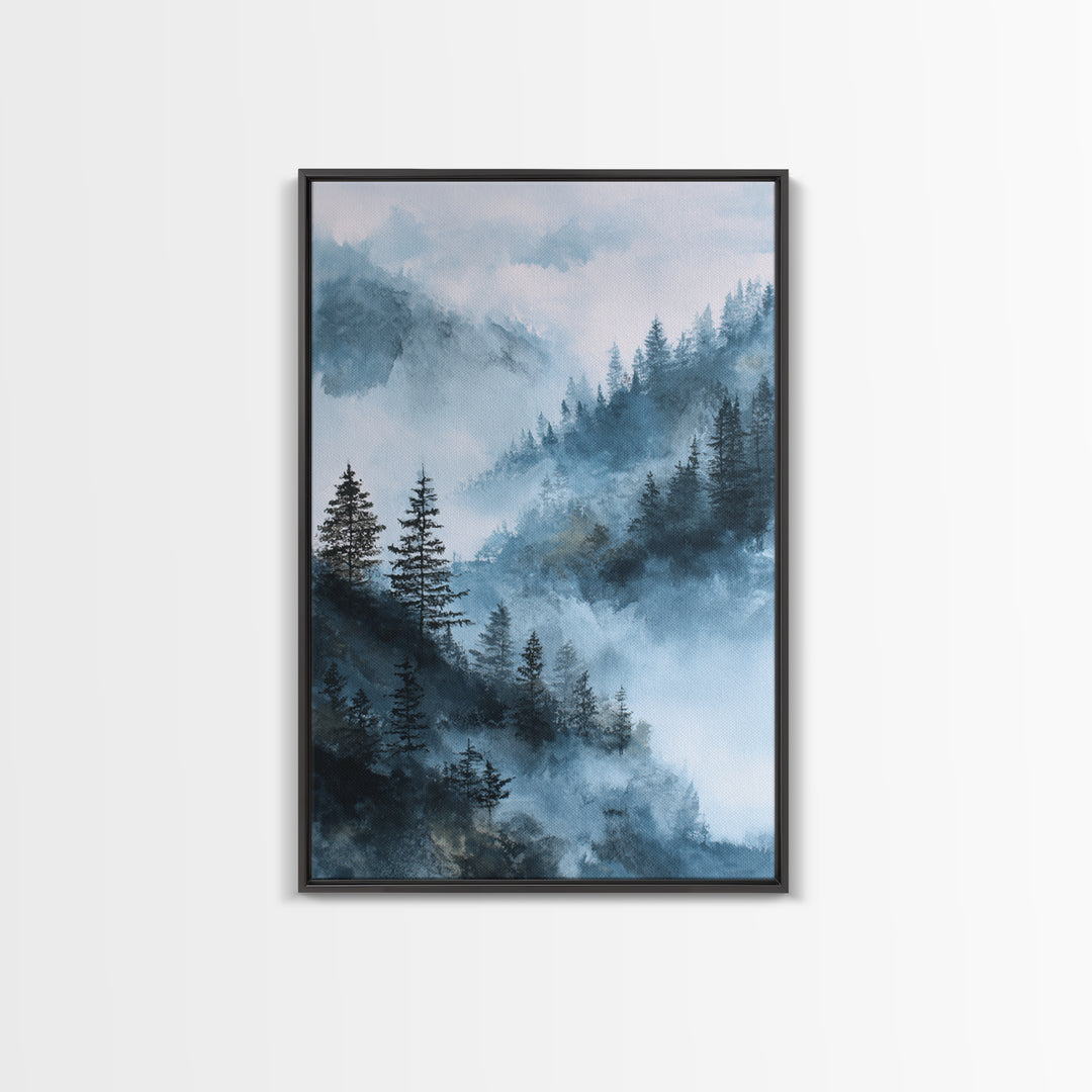 Moody Forest Landscape Framed Canvas Print, Wall Art, Metal Wall Art, Living Room Decor, Oil Painting, Digital Print, WAL-2x3-90