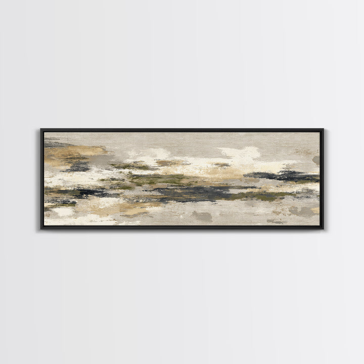 Urban Skyline in Muted Evening Color Framed Canvas Print, Wall Art, Art Print, Living Room Decor, Abstract Art, WAL-3x1-10