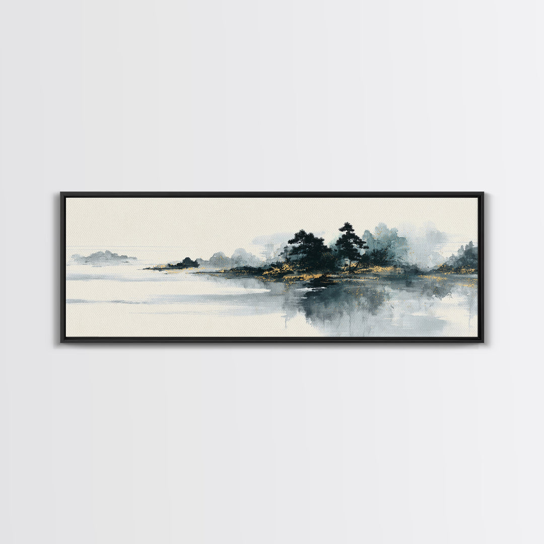 Monochrome Ink Crane Composition Canvas Print, Wall Art, Original Art, Living Room Decor, Fine Art, Modern Decor, WAL-3x1-16