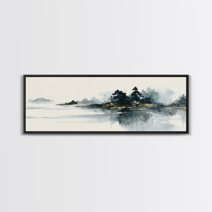 Monochrome Ink Crane Composition Canvas Print, Wall Art, Original Art, Living Room Decor, Fine Art, Modern Decor, WAL-3x1-16