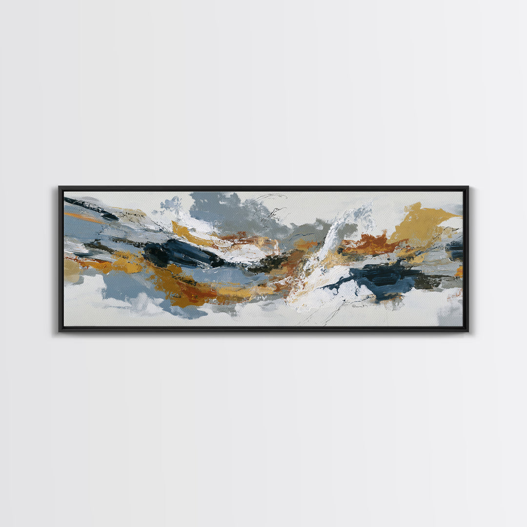 Statement Abstract with Bold Layered Brushwork Canvas Print, Wall Art, Textured Wall Art, Living Room Decor, WAL-3x1-17