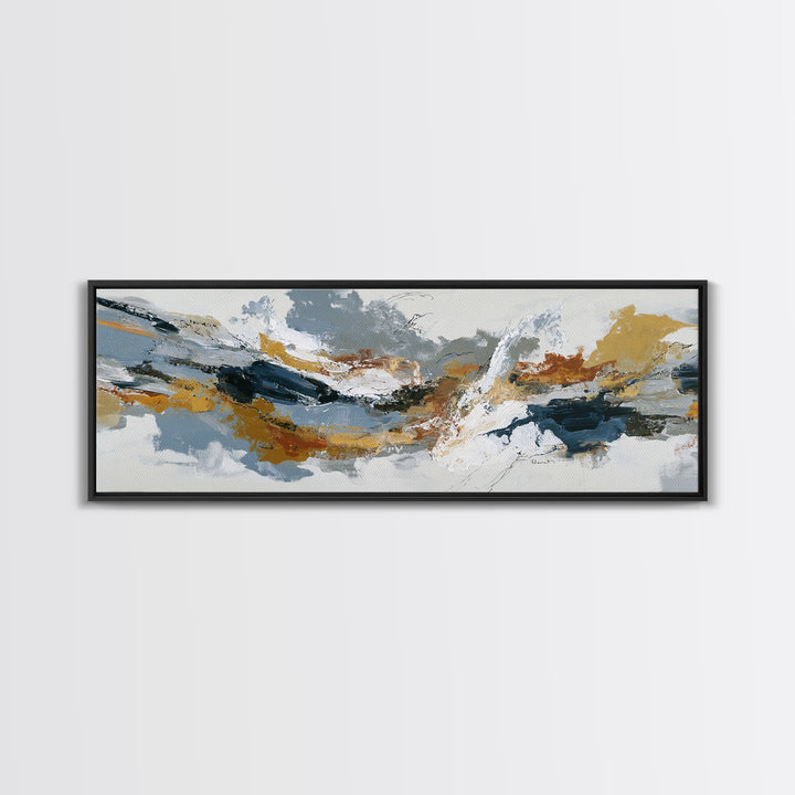 Statement Abstract with Bold Layered Brushwork Canvas Print, Wall Art, Textured Wall Art, Living Room Decor, WAL-3x1-17