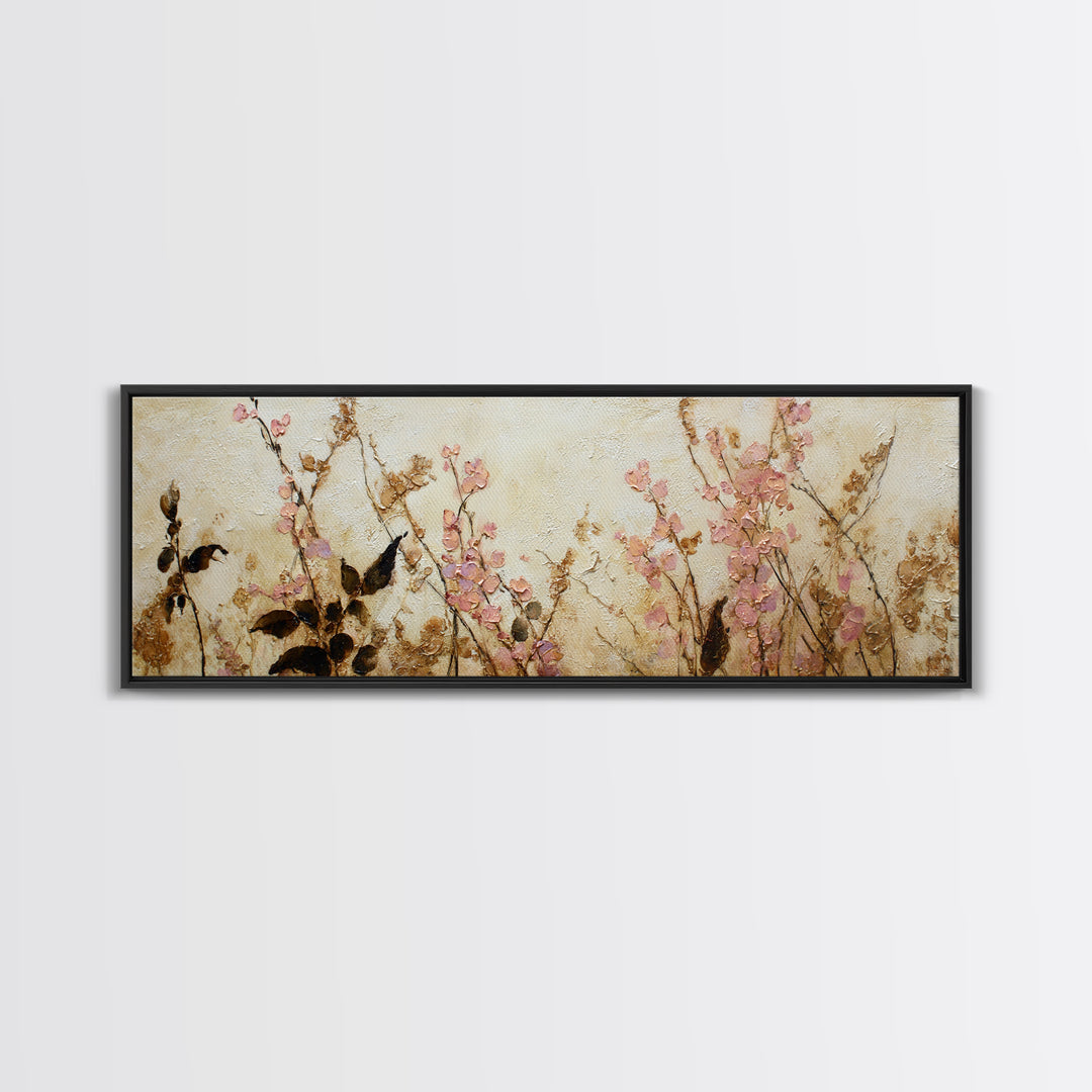 Soft Floral Oil Painting Canvas Print, Wall Art, Digital Print, Living Room Decor, Fine Art, Luxury Decor, Textured Painting, WAL-3x1-21