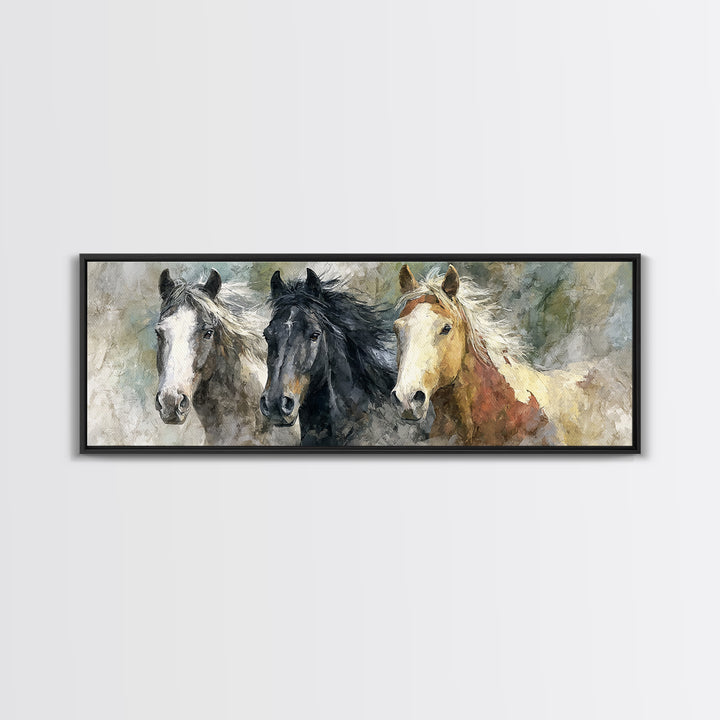 Wild Horse Portrait Canvas Print, Wall Art, Framed Wall Art, Living Room Decor, Fine Art, Fine Art Print, Statement Artwork, WAL-3x1-29