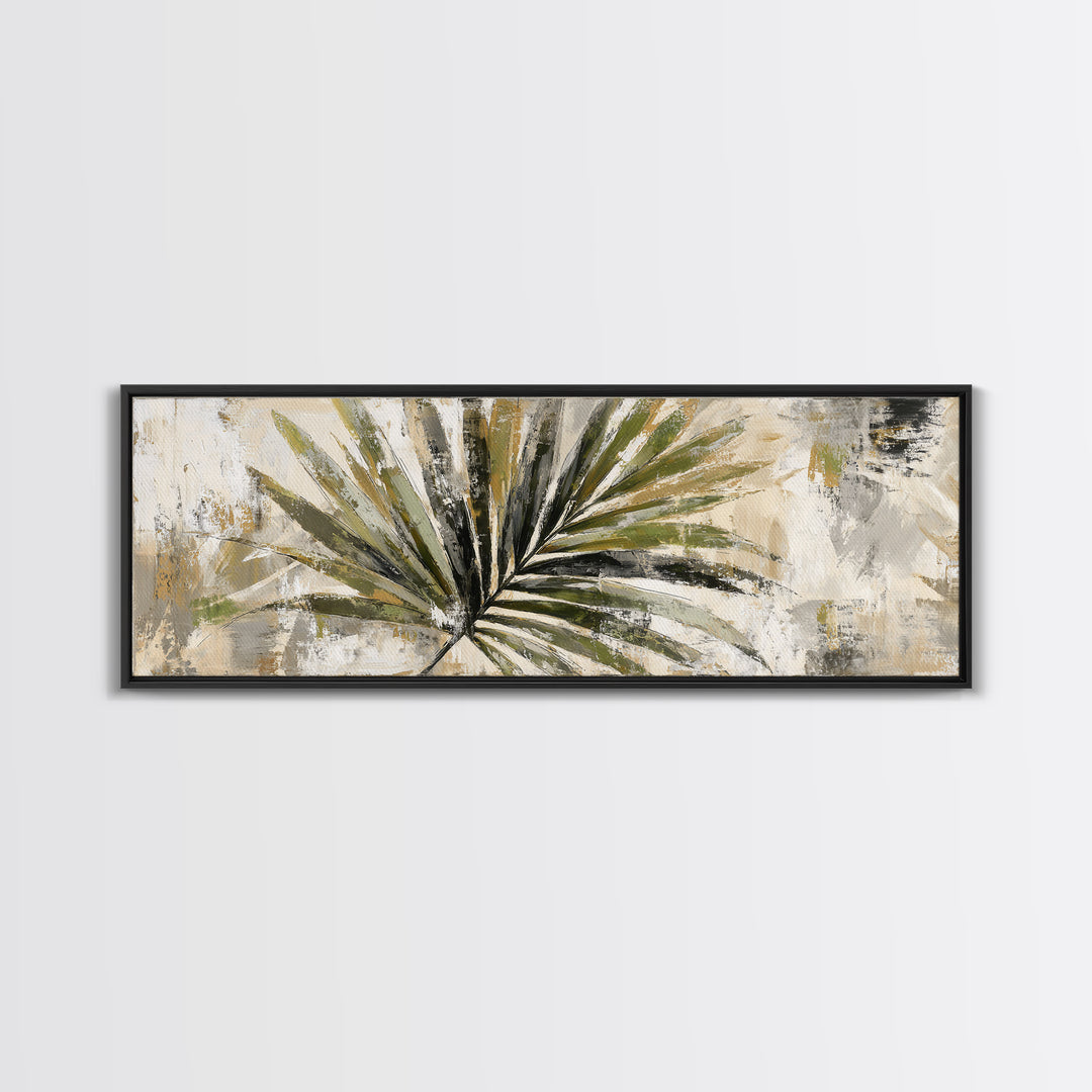 Tropical Palm Leaf Painting Framed Canvas Print, Wall Art, Abstract Wall Art, Living Room Decor, Fine Art, Contemporary Art, WAL-3x1-32