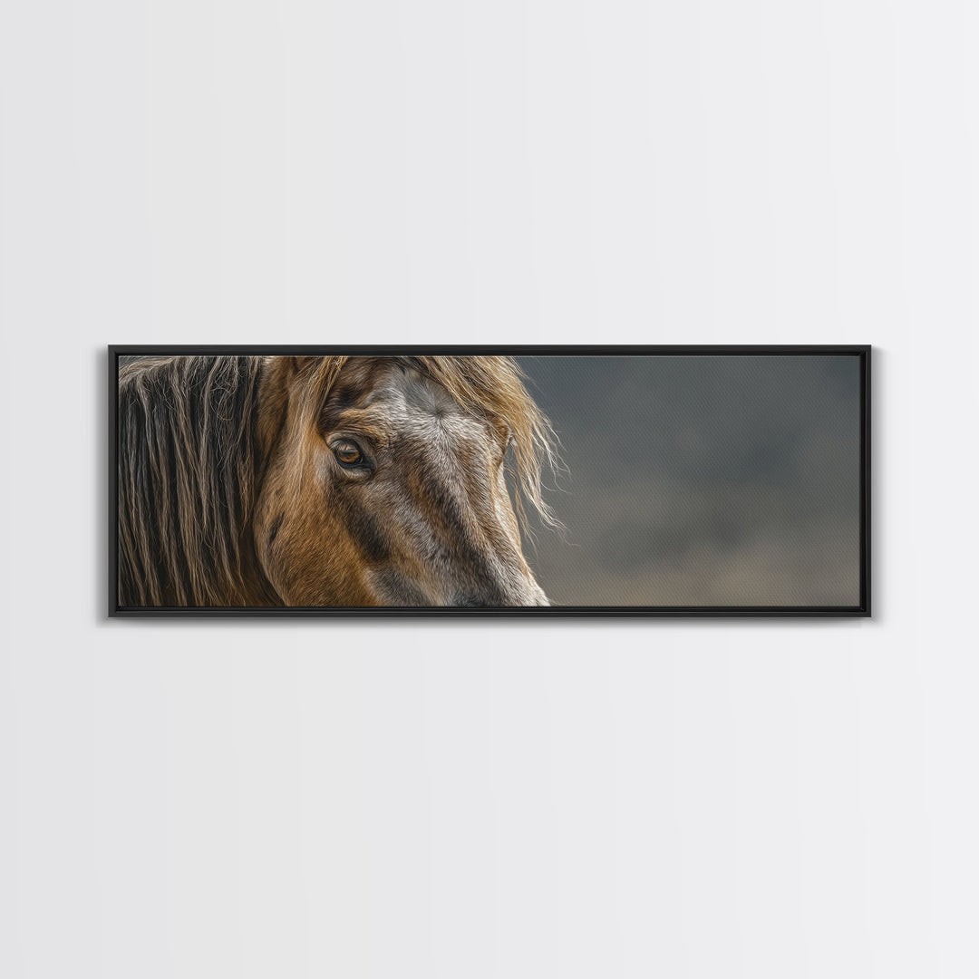 Wild Horse Portrait Framed Canvas Print, Wall Art, Prints Wall Art, Living Room Decor, Fine Art, Textured Painting, WAL-3x1-53