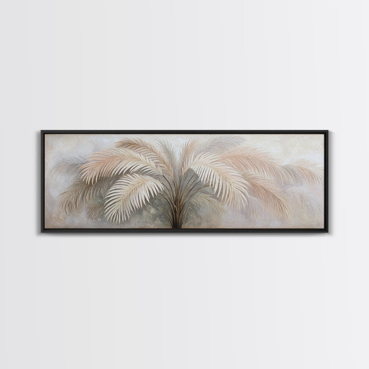 Tropical Palm Leaf Painting Framed Canvas Print, Wall Art, Minimalist Decor, Living Room Decor, Oil Painting, WAL-3x1-56